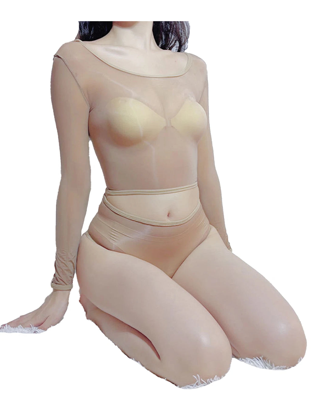 Womens Crop Top With Briefs Mid Waist Nightwear Long Sleeve Tops And Panties