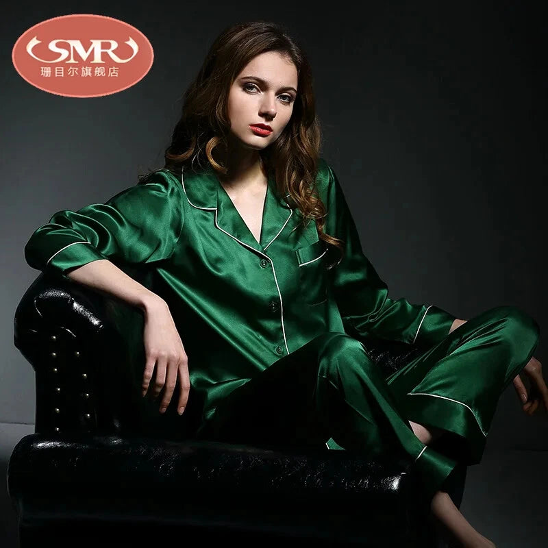 Pajamas Women Summer Autumn Spring Winter Long-sleeved Two-piece Set Sleepwear