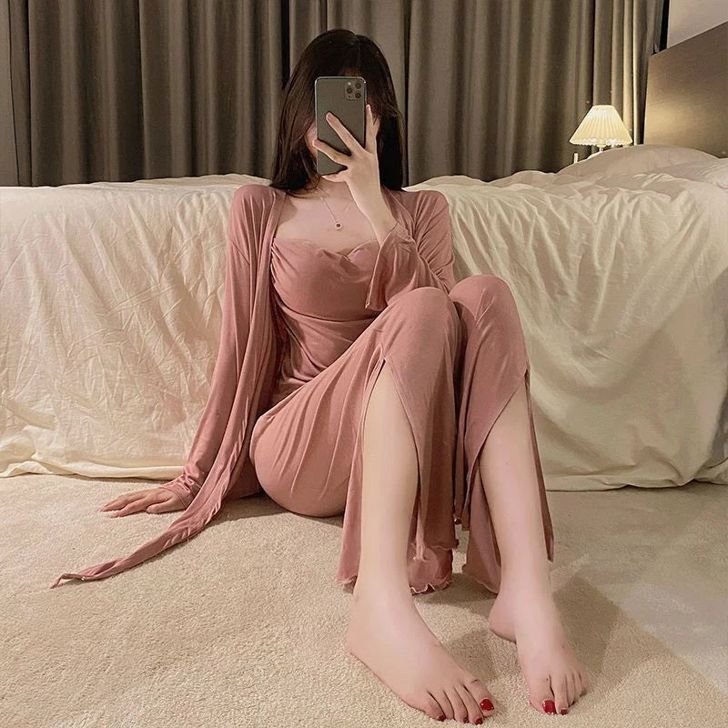 2023 Pajamas Women's 4/3 Piece Sexy Pajamas Underwear Chest Pad Set