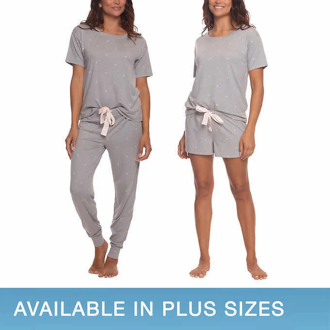 Felina Womens Pajamas 3-Piece Lounge Comfort Waist Soft Lightweight L42
