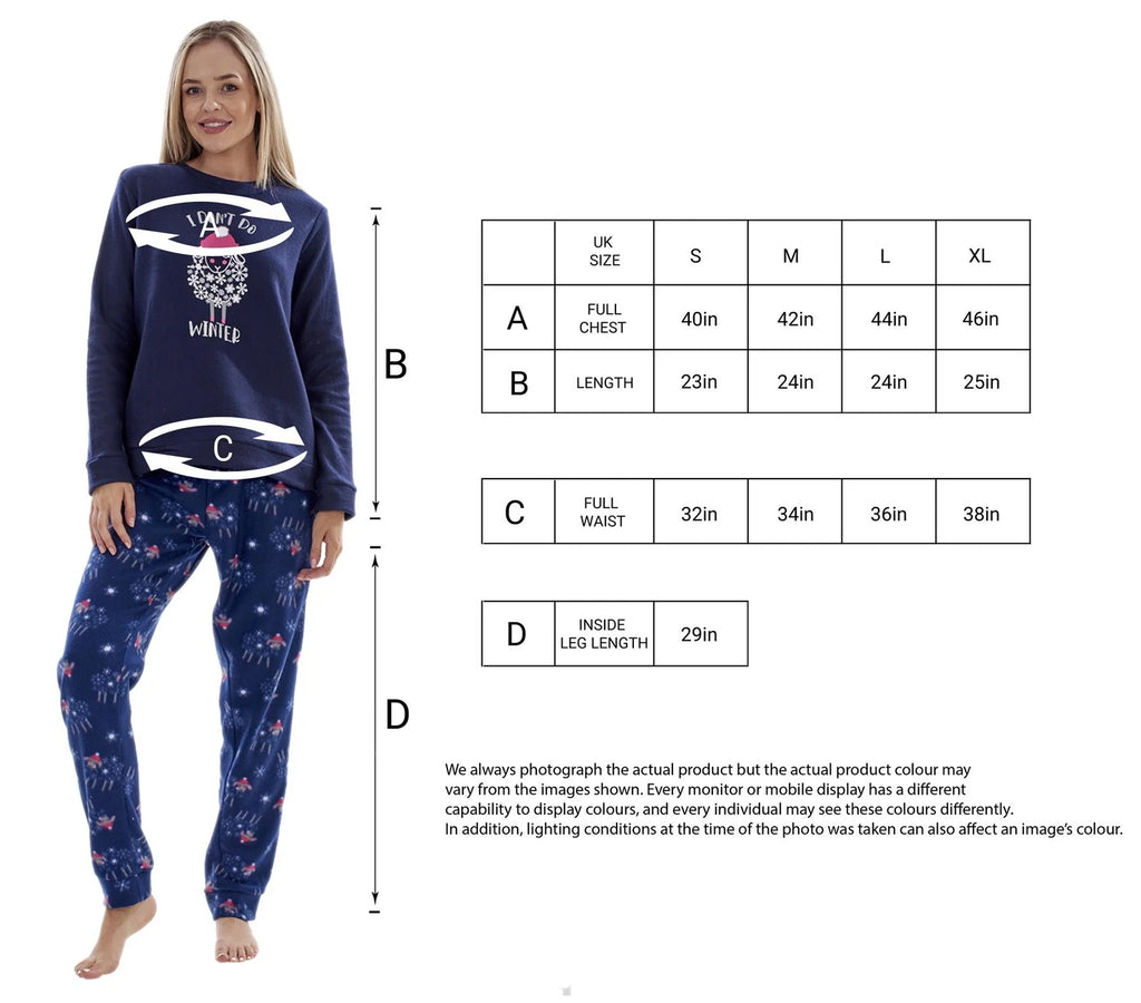 Ladies Fleece Pyjamas Printed Winter Warm PJ'S Nightwear RRP £20