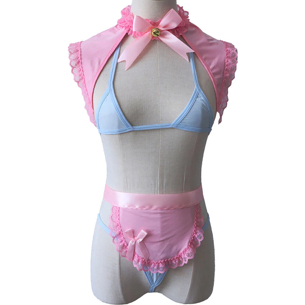 Women's Sexy Japanese Anime Maid Cosplay Costumes Teddy Lingerie Set Nightwear