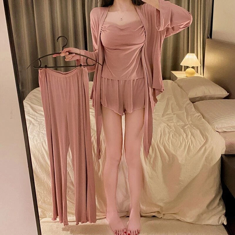 2023 Pajamas Women's 4/3 Piece Sexy Pajamas Underwear Chest Pad Set