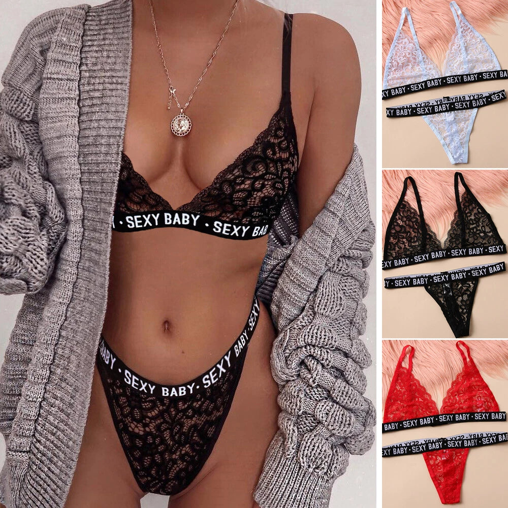 Women Sexy Lingerie Bra G String Thongs Underwear Nightwear Sleepwear Set Ladies