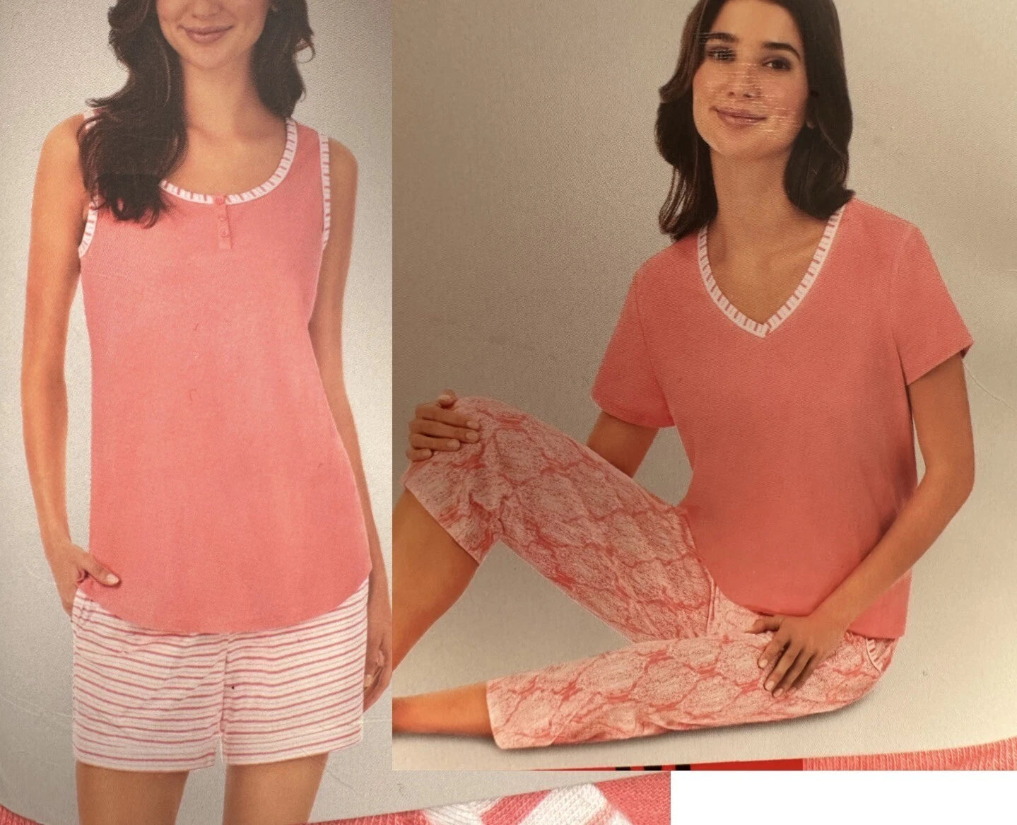 Carole Hochman 4pc Cotton Pyjamas Singlet & Shorts + 3/4 pants & T-shirt Pajamas