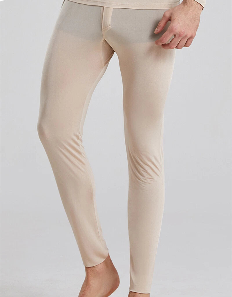 Men 100% Mulberry Silk Thermal Underwear Pajama Set Long Johns Base Layer Sets