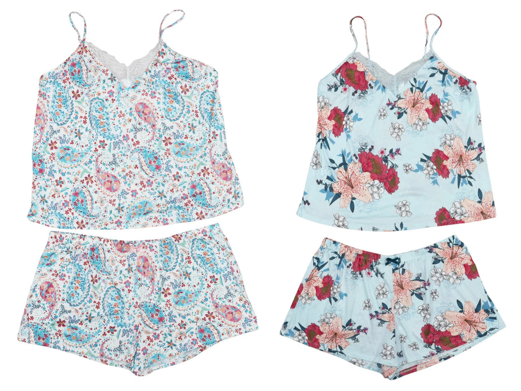 Flora Nikrooz Stacy Floral Print Cami & Shorts 2-Piece Women's Pajama Set NWT