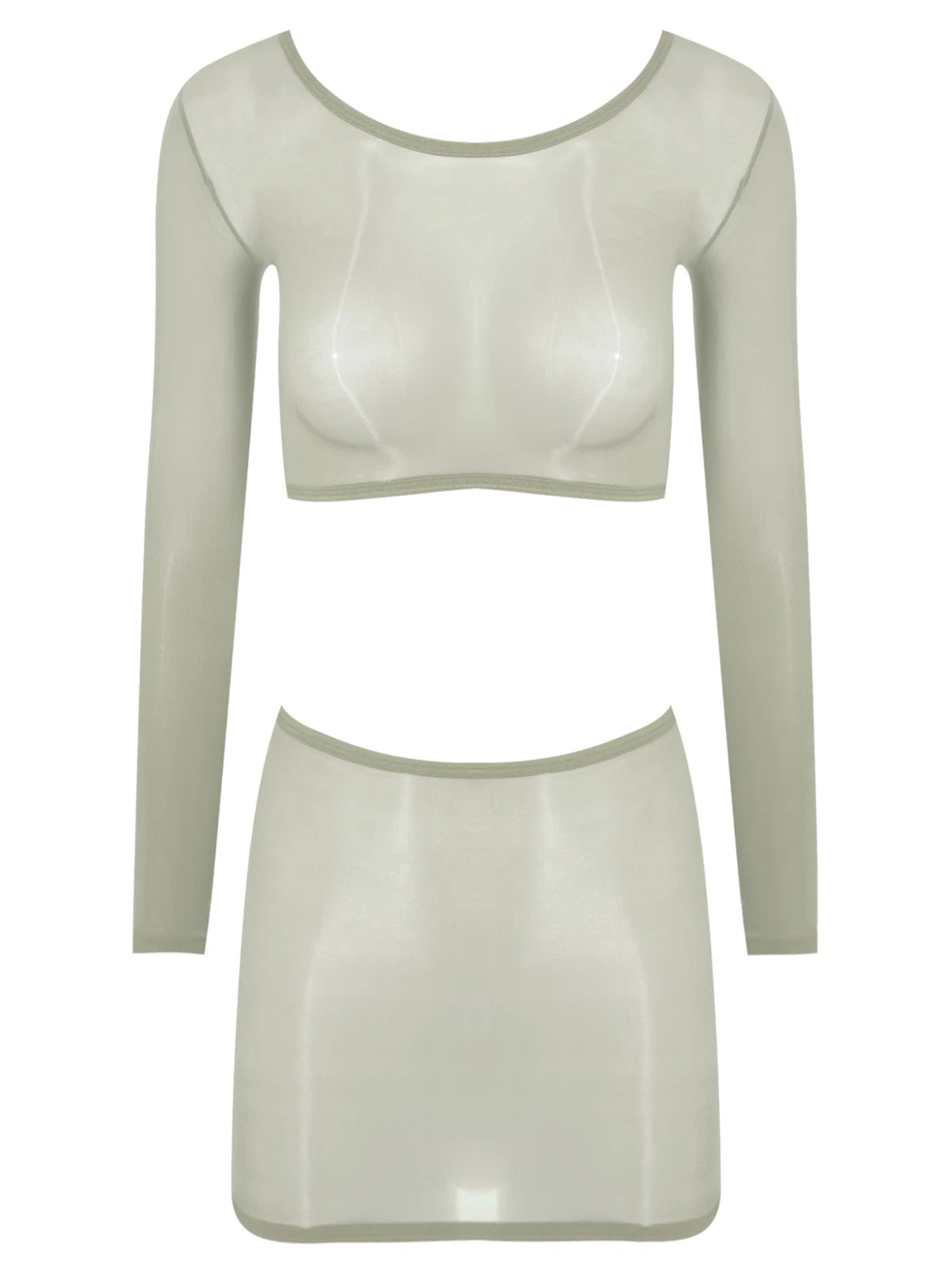 Womens Nightwear Bodycon Clubwear Nylon Outfits Perspective Crop Top Silky Mini