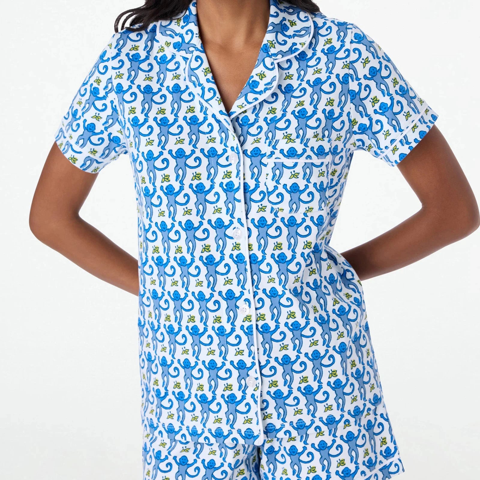 Womens Cute Roller Rabbit Pajamas Monkey Print Sleep Pajama Shorts Set for Women