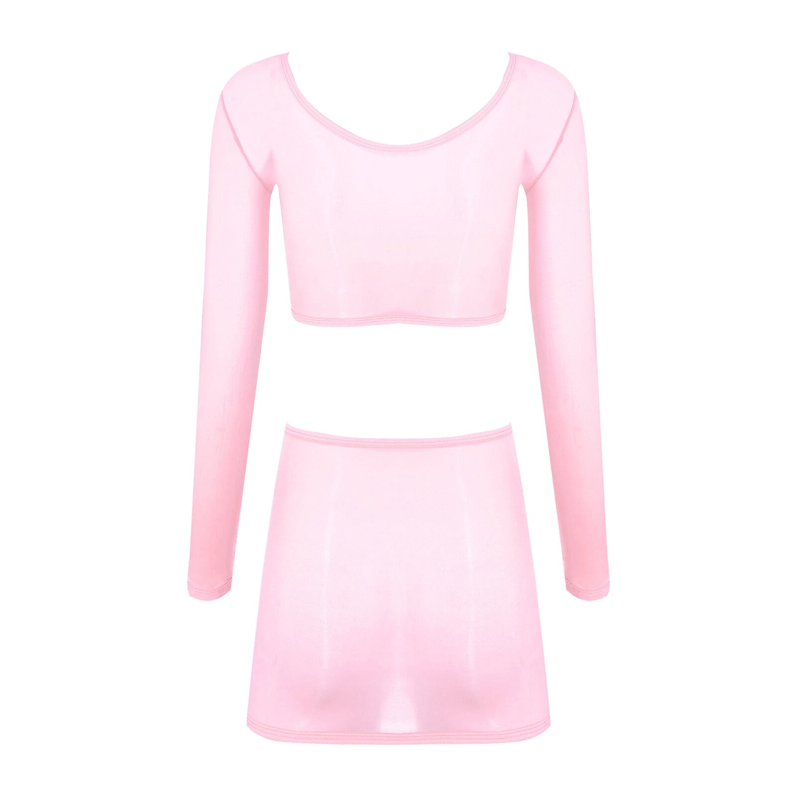 Womens Nightwear Bodycon Clubwear Nylon Outfits Perspective Crop Top Silky Mini