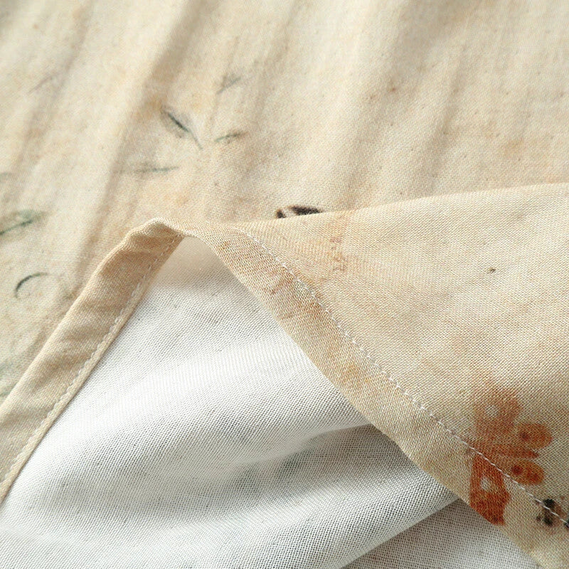 Chinese style Women's Bamboo Fiber Hanfu Summer Long Sleeved Topa & Pants Set