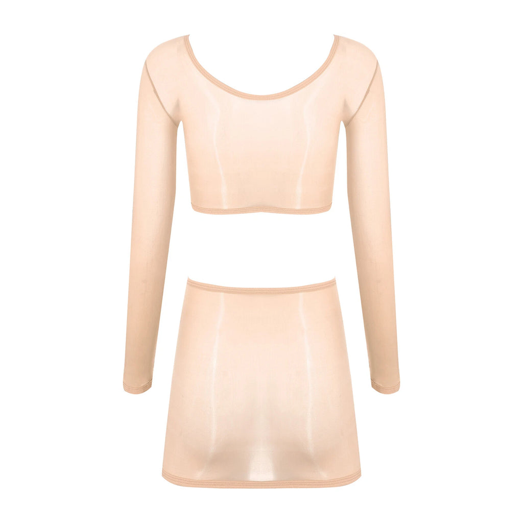 Womens Outfits Breathable Clubwear Long Sleeve Nightwear Nylon Lingerie Silky