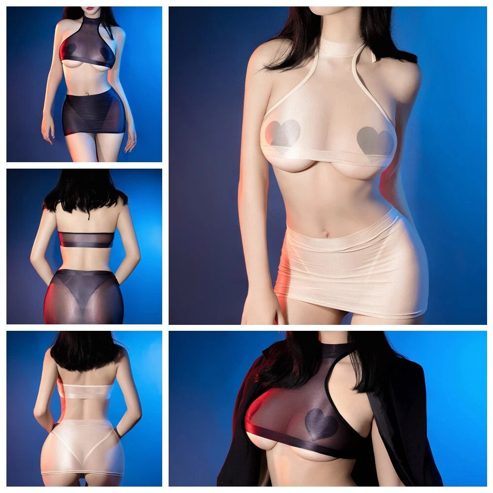 Women Sets Transparent Suits Party Lingerie Low Rise Clubwear Breathable Sexy