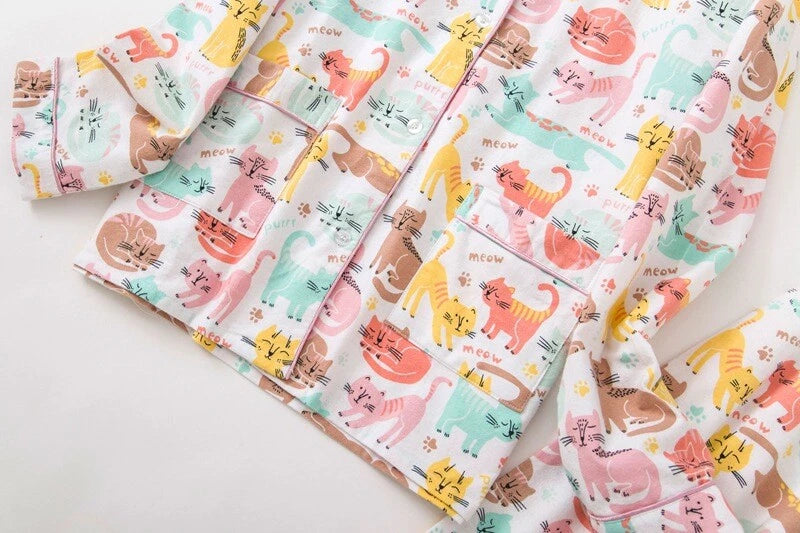 Ladies/Womens 100% Brushed Cotton Pyjamas Set Check Print Button Up Loungewear