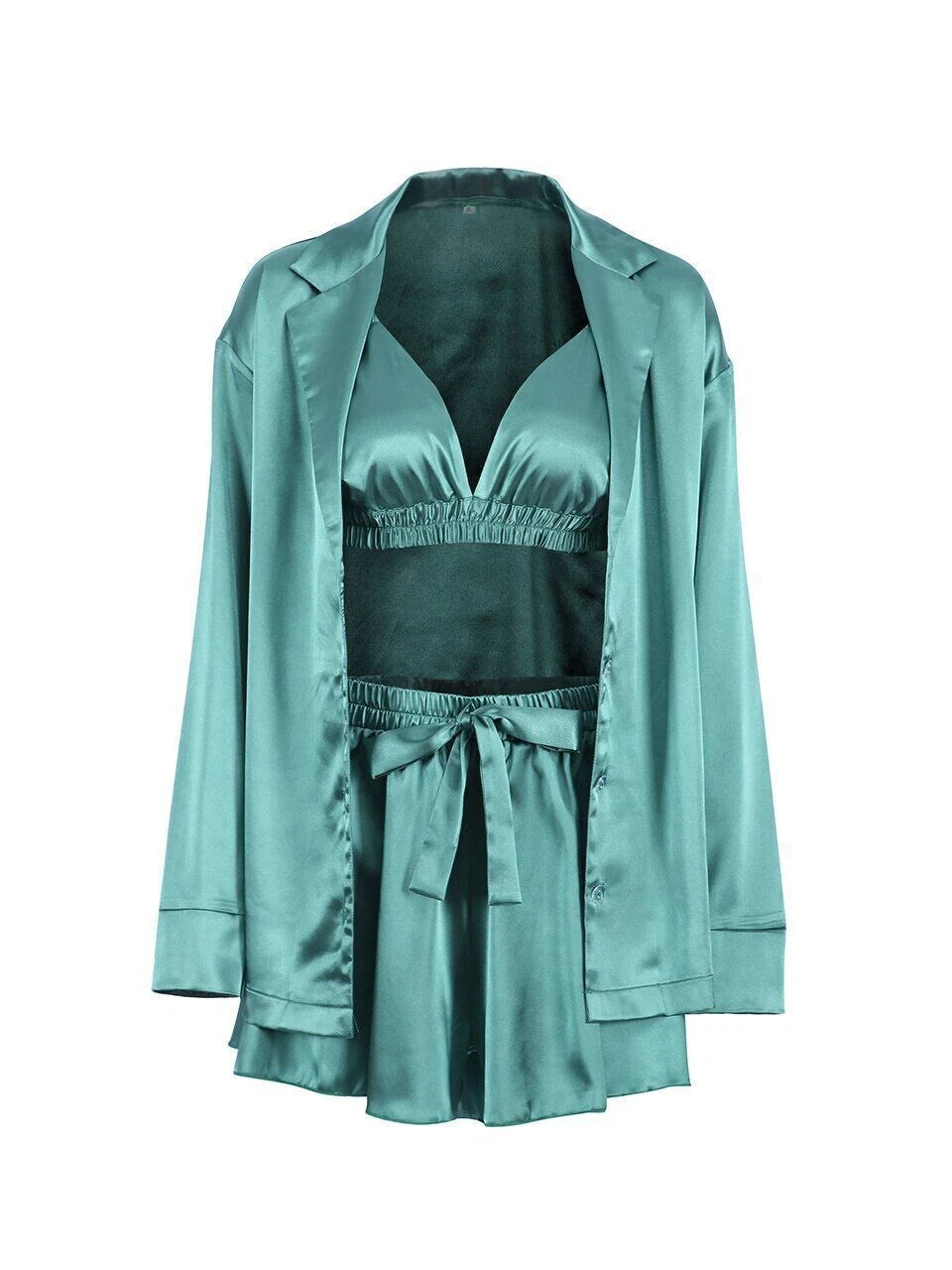 2023 Bathrobe set, women's 3-piece set, pleated robe, women's pajama set