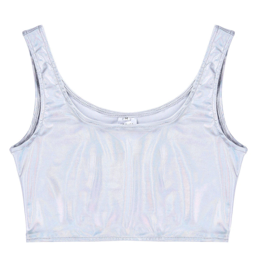 Womens Bar Set Lingerie Romper Underwear Crop Top Sleepwear Patent Leather 2pcs