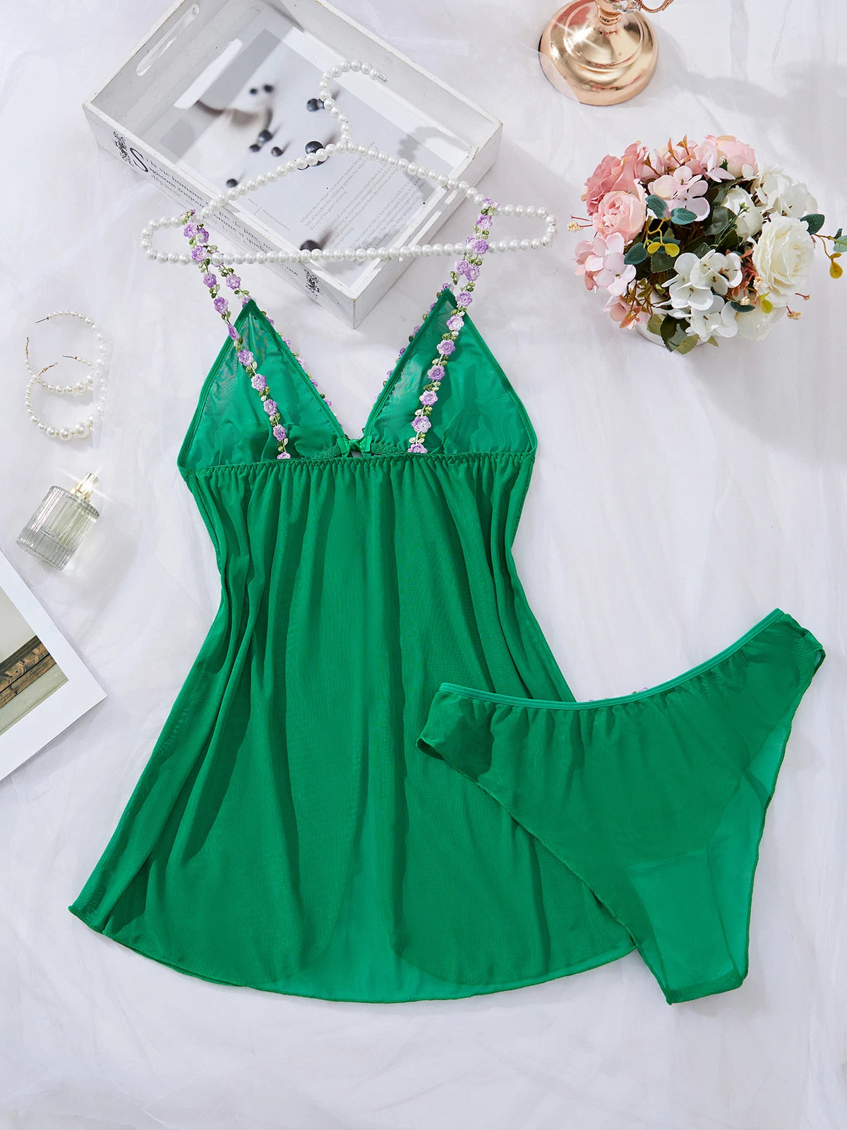 Sexy Women's Lingerie Floral Lace Sleepwear Underwear Dress See-Thru Babydoll US