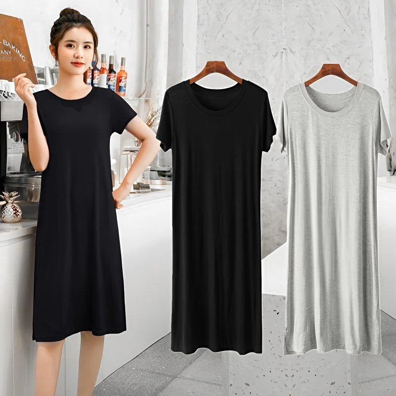 Women's Summer Modal Cotton Dress - Loose Plus Size Loungewear Nightwear Dress