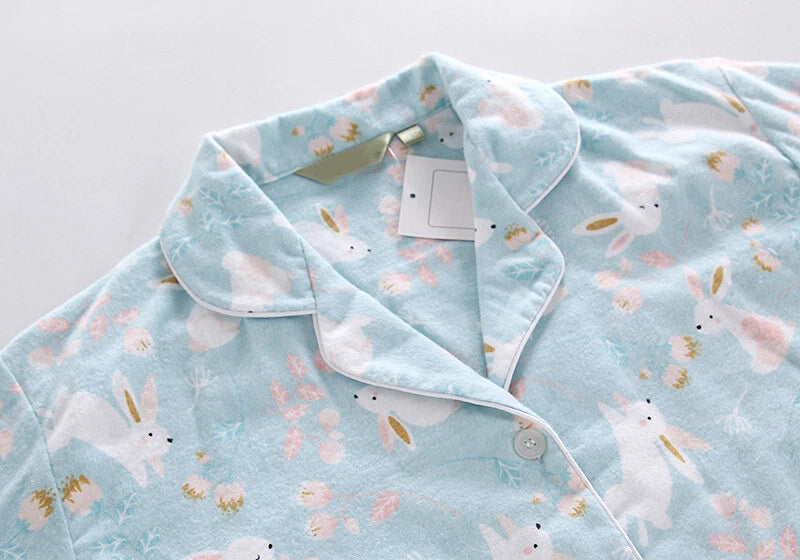 Ladies/Womens 100% Brushed Cotton Pyjamas Set Check Print Button Up Loungewear