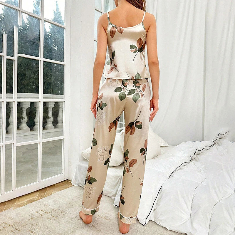 Women Silk Satin Pajamas Pj Cami Vest Set Soft Nightwear Sleepwear Sexy Lingerie