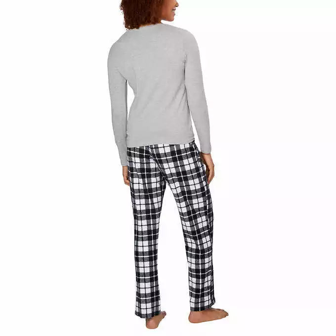 NWT!! Calvin Klein Women's Fleece PJ Set, Black/Blue/Red