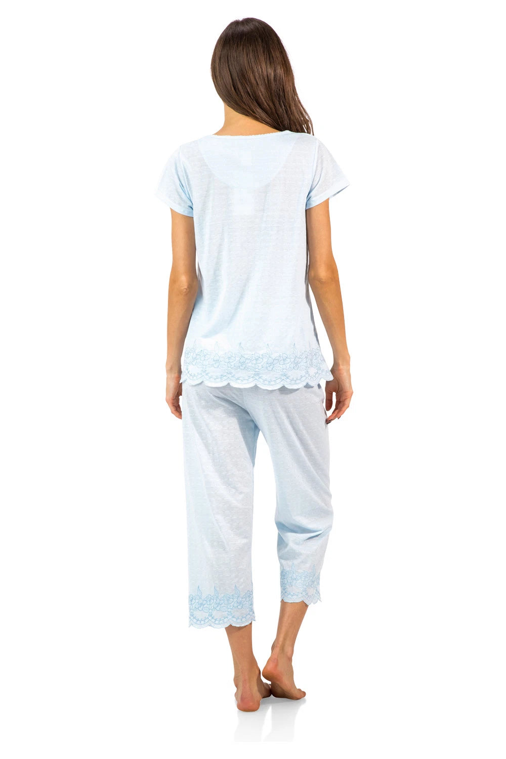 Casual Nights Women's Short Sleeve Floral Capri Pajama Set
