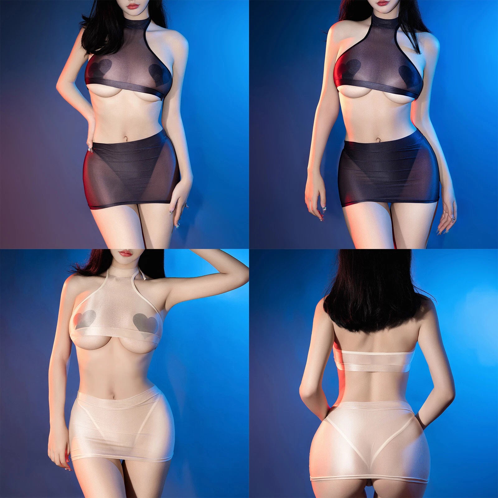 Women Sets Transparent Suits Party Lingerie Low Rise Clubwear Breathable Sexy