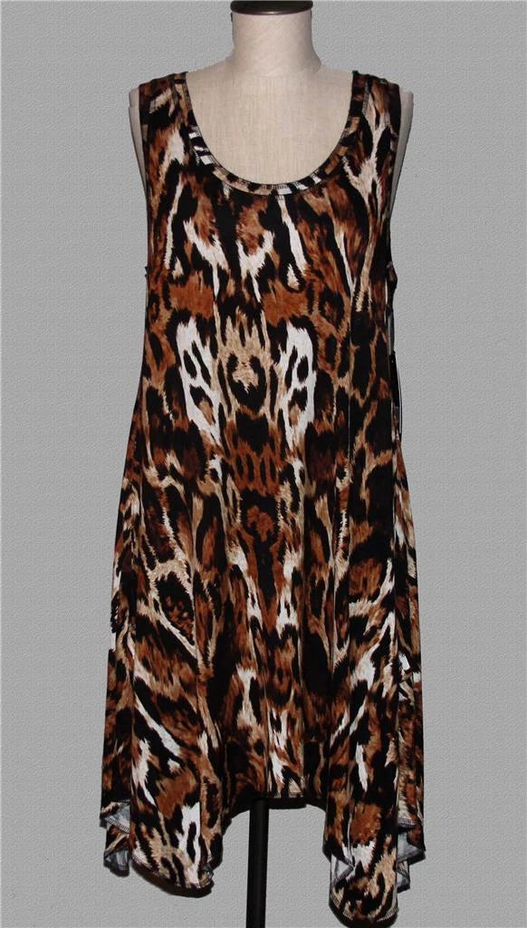 Thesis Striking Leopard Nightgown Two Pockets Uneven Pointed Hem NWT $68 Wms