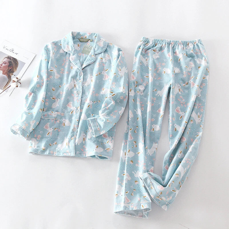 Ladies/Womens 100% Brushed Cotton Pyjamas Set Check Print Button Up Loungewear