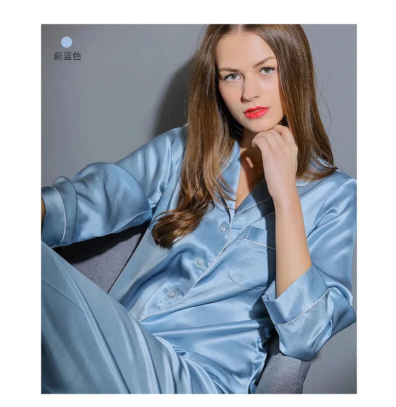 Pajamas Women Summer Autumn Spring Winter Long-sleeved Two-piece Set Sleepwear