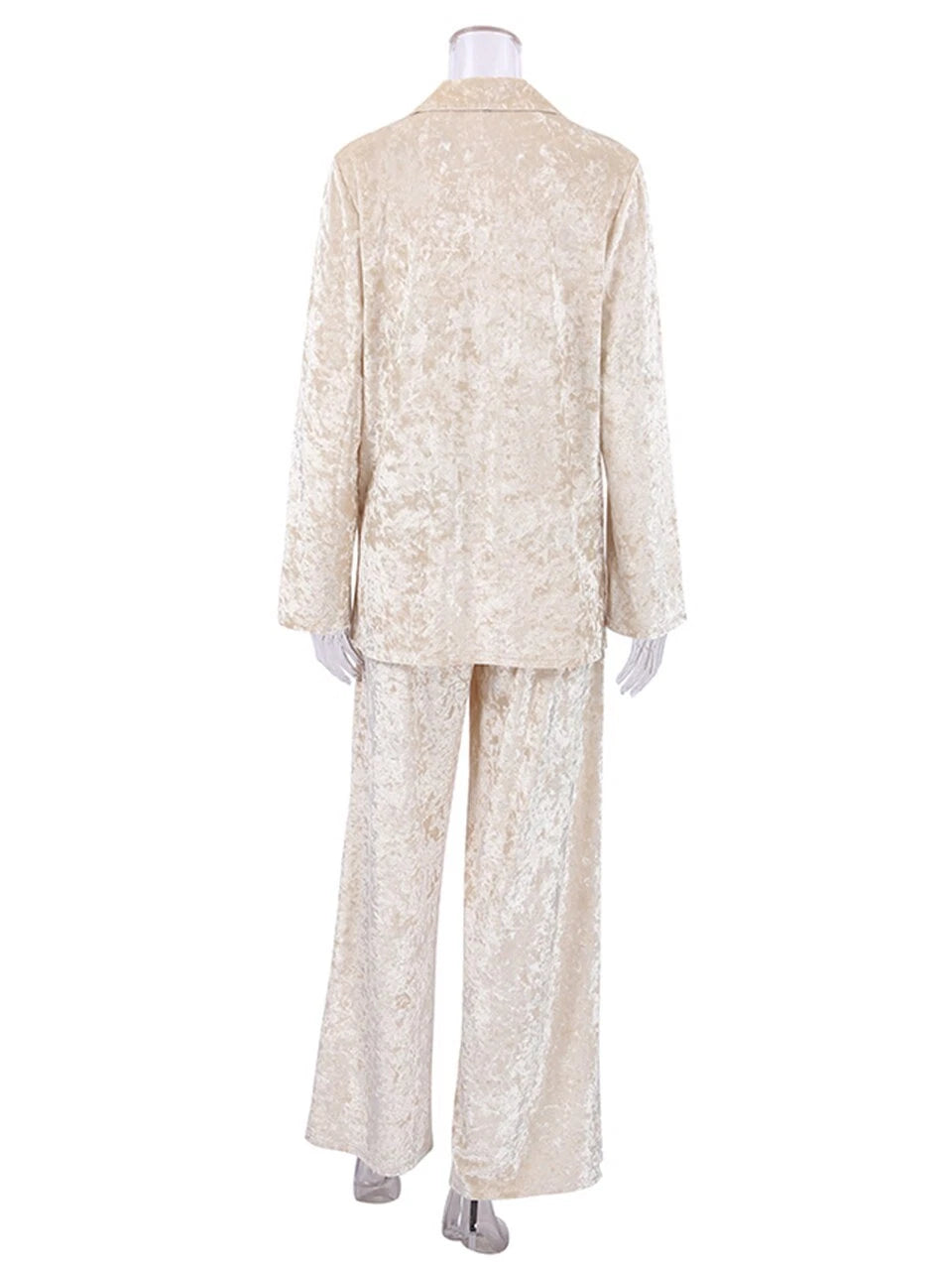 2023 Velvet lapel pajamas long sleeved women's set knitted pants set