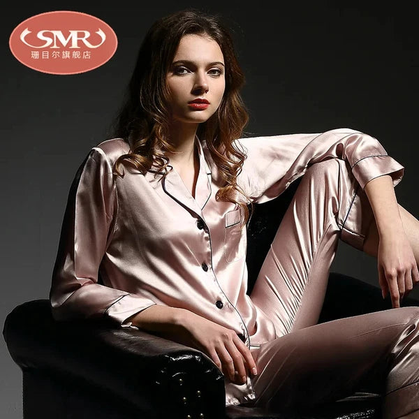 Pajamas Women Summer Autumn Spring Winter Long-sleeved Two-piece Set Sleepwear