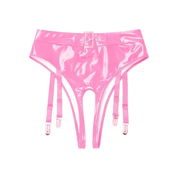 Womens Bar Set Lingerie Romper Underwear Crop Top Sleepwear Patent Leather 2pcs