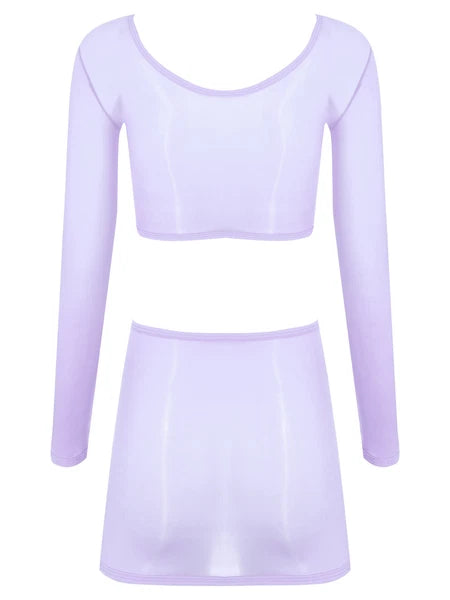 Womens Nightwear Bodycon Clubwear Nylon Outfits Perspective Crop Top Silky Mini