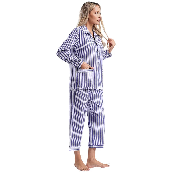 Womens Sleepwear Casual Loungewear Multiple Pockets Pajama Set Button Down Soft
