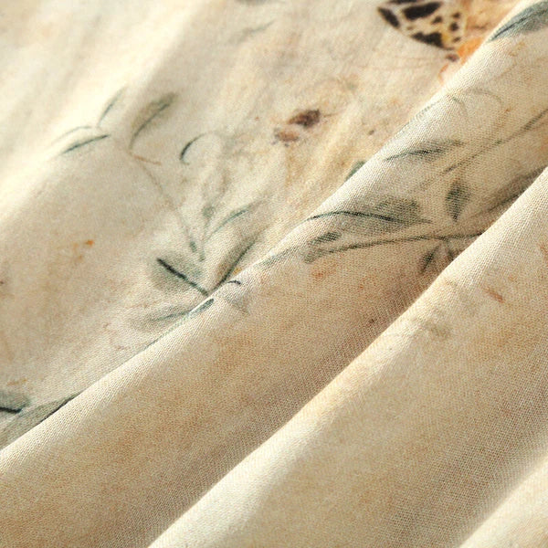 Chinese style Women's Bamboo Fiber Hanfu Summer Long Sleeved Topa & Pants Set