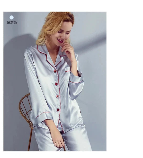 Pajamas Women Summer Autumn Spring Winter Long-sleeved Two-piece Set Sleepwear