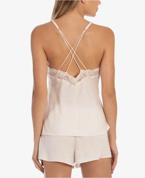 Linea Donatella Women's Satin Strappy-Back Cami & Tap Shorts Pajama Set M