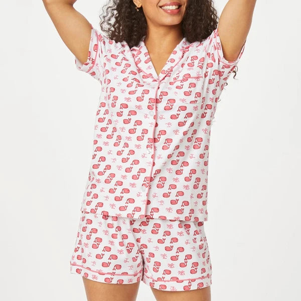 Womens Cute Roller Rabbit Pajamas Monkey Print Sleep Pajama Shorts Set for Women