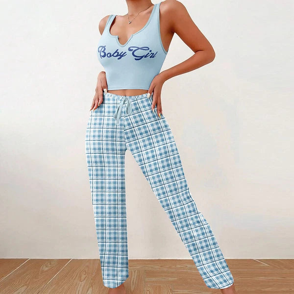 Women's Sexy Pajamas Cami Tops With Pants Pyjamas Vest Sleepwear Lingerie Sets