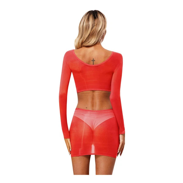 Womens Outfits Breathable Clubwear Long Sleeve Nightwear Nylon Lingerie Silky