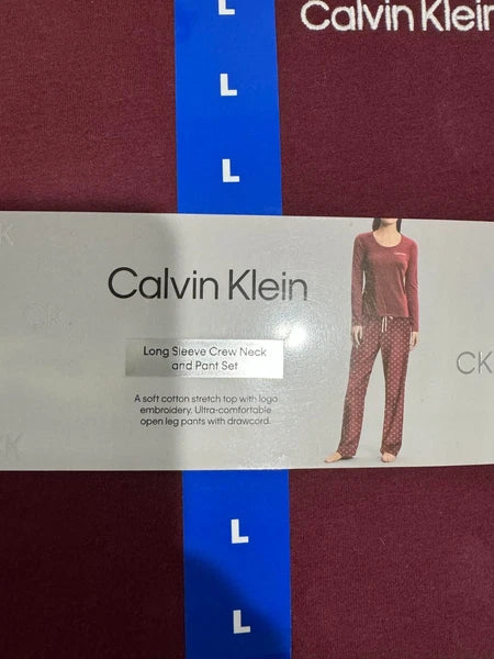 NWT!! Calvin Klein Women's Fleece PJ Set, Black/Blue/Red