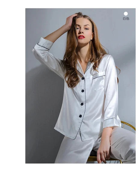Pajamas Women Summer Autumn Spring Winter Long-sleeved Two-piece Set Sleepwear