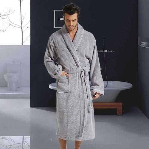 Women Bathrobe Long Cotton Warm Nightgown  Towel Bathrobe  Plus Size Pajamas