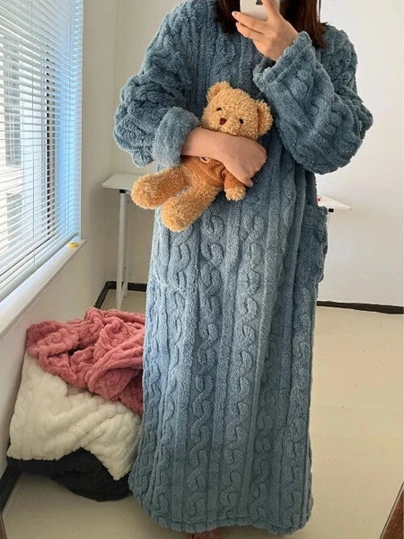 Bathrobe Women's Bathrobe Coral Padded Pajamas Dress Winter College Students