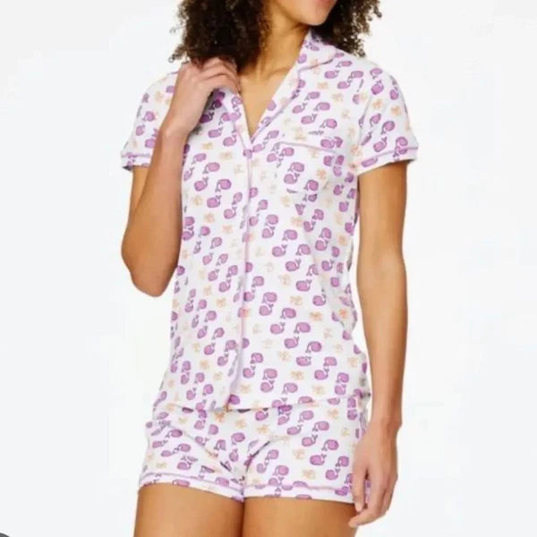 Womens Cute Roller Rabbit Pajamas Monkey Print Sleep Pajama Shorts Set for Women