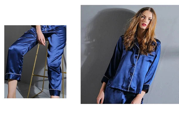 Pajamas Women Summer Autumn Spring Winter Long-sleeved Two-piece Set Sleepwear