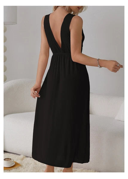 Womens Mesh Sheer Dress See Through Slit Hollow Back V Neck Erotic Lingerie New