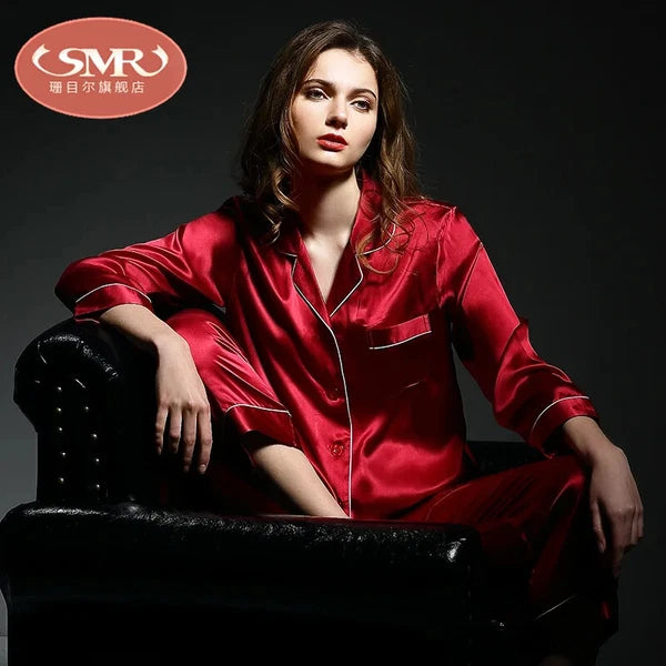 Pajamas Women Summer Autumn Spring Winter Long-sleeved Two-piece Set Sleepwear