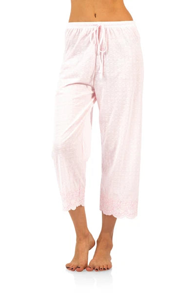 Casual Nights Women's Short Sleeve Floral Capri Pajama Set